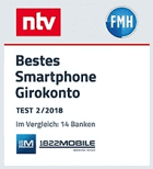 Als bestes Smartphone Girokonto von ntv und FMH 02/2018 ausgezeichnet Smartphone Girokonto