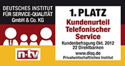 Top Servicequalität am Telefon 1. Platz